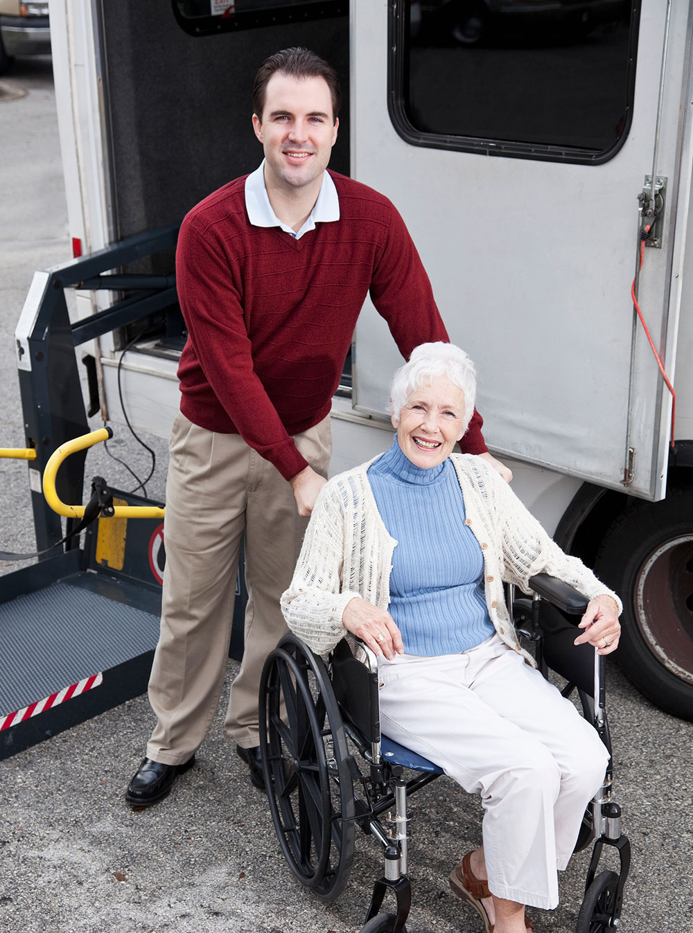 happy woman in wheel chair